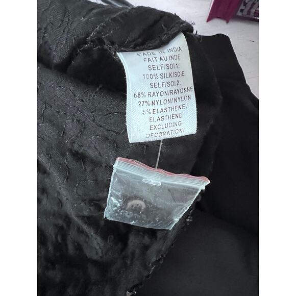 Haute Hippie Shirt Mini Dress M Black Silk Blend Sequin Beads Evening Party NWOT - Picture 9 of 11